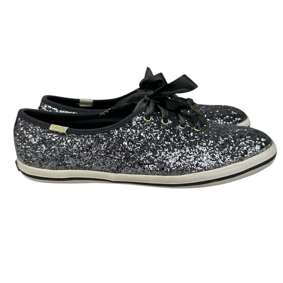 Keds X Kate Spade New York Glitter Lace Up Sneakers Pewter Size 7 - Picture 4 of 10